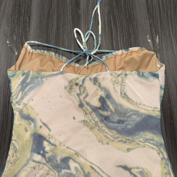 Blue Blush Mini Dress Women’s Size Medium Criss Cross Tie Back - Picture 5 of 8